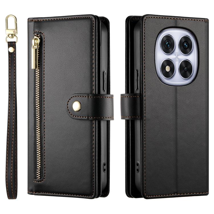 For Redmi Note 15 Pro+ 163.3mm / Poco M8 Pro Nine Card-slot Zipper Wallet Bag Leather Phone Case