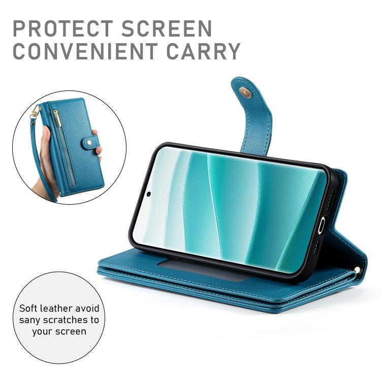For Redmi Note 15 Pro+ 163.3mm / Poco M8 Pro Nine Card-slot Zipper Wallet Bag Leather Phone Case