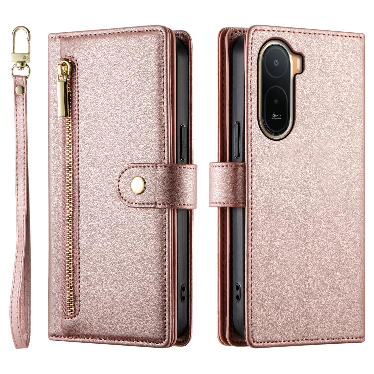For Redmi A7 Pro 4G / 5G 171mm / Poco C85x 5G Nine Card-slot Zipper Wallet Bag Leather Phone Case
