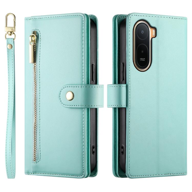 For Redmi A7 Pro 4G / 5G 171mm / Poco C85x 5G Nine Card-slot Zipper Wallet Bag Leather Phone Case