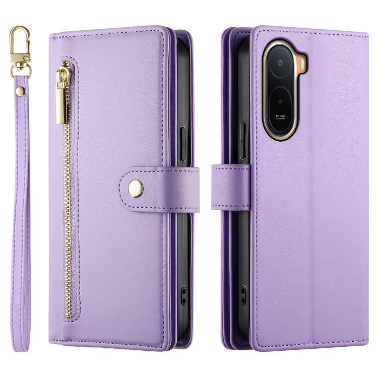 For Redmi A7 Pro 4G / 5G 171mm / Poco C85x 5G Nine Card-slot Zipper Wallet Bag Leather Phone Case