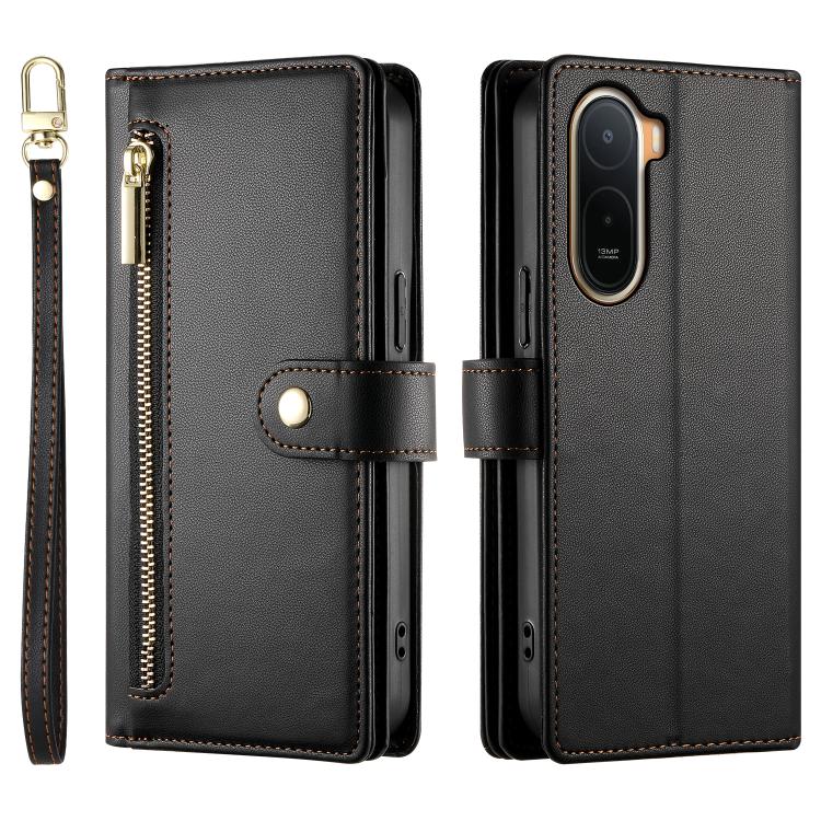 For Redmi A7 Pro 4G / 5G 171mm / Poco C85x 5G Nine Card-slot Zipper Wallet Bag Leather Phone Case