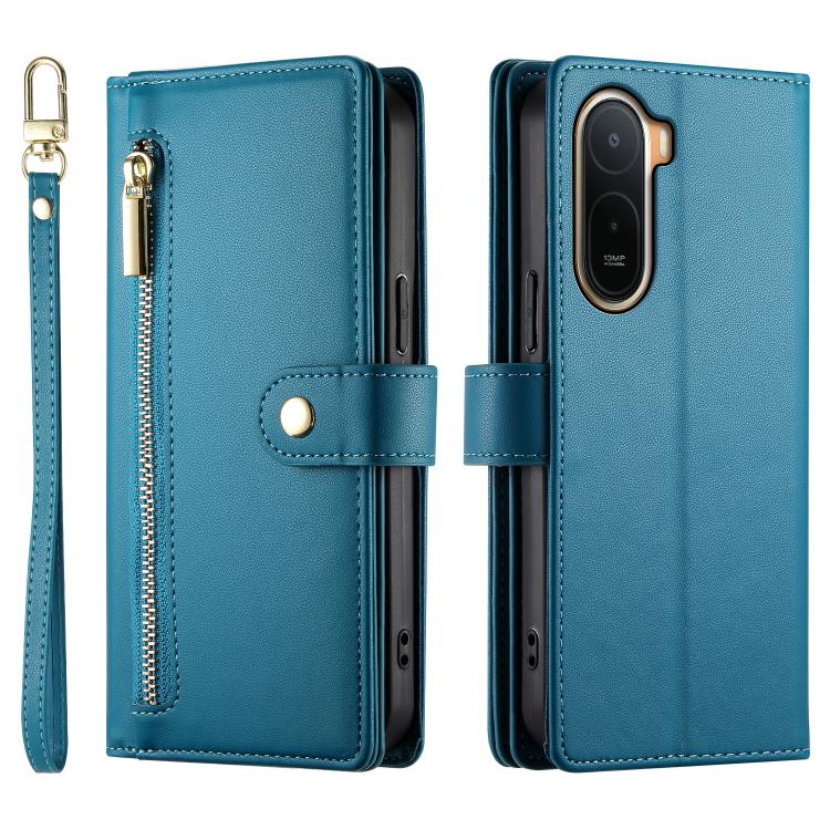 For Redmi A7 Pro 4G / 5G 171mm / Poco C85x 5G Nine Card-slot Zipper Wallet Bag Leather Phone Case