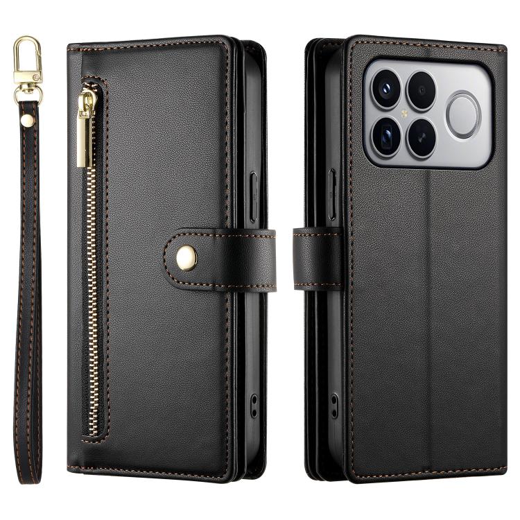 For Redmi K90 Pro Max / Poco F8 Ultra 5G Nine Card-slot Zipper Wallet Bag Leather Phone Case