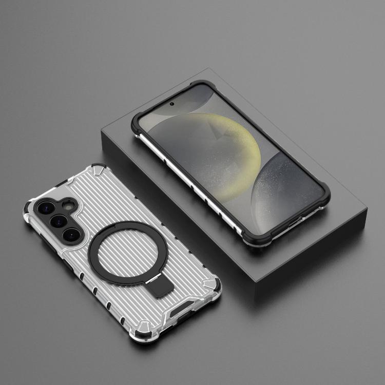 For Samsung Galaxy S25+ 5G Grating 360 Degree Rotating Holder Shockproof Phone Case