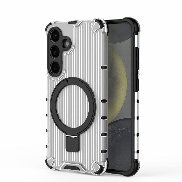 For Samsung Galaxy S25+ 5G Grating 360 Degree Rotating Holder Shockproof Phone Case