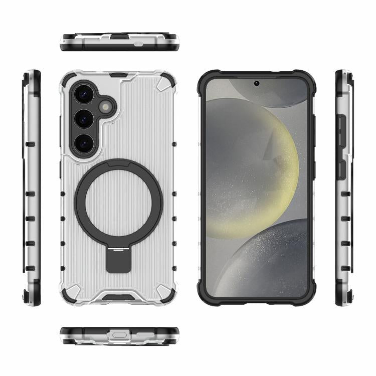 For Samsung Galaxy S25+ 5G Grating 360 Degree Rotating Holder Shockproof Phone Case