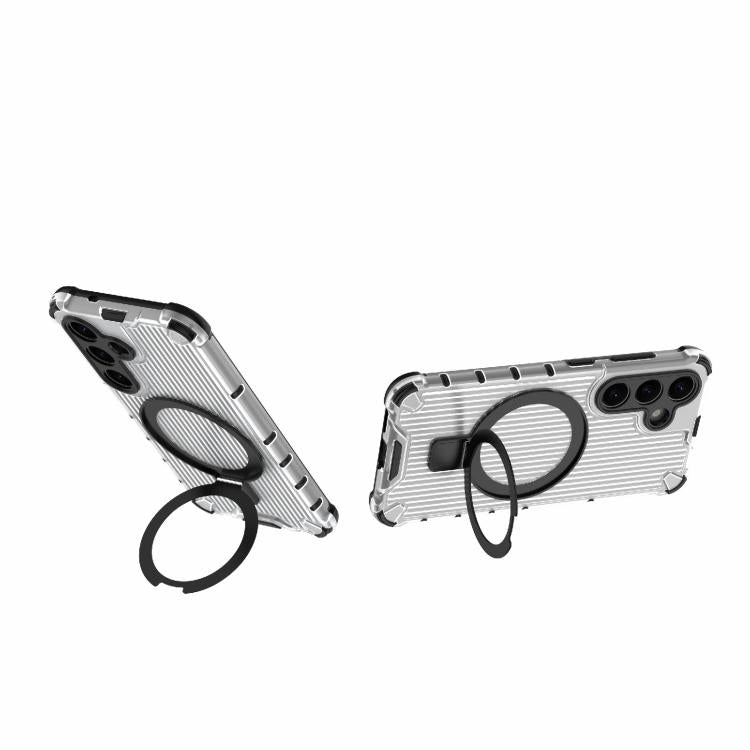 For Samsung Galaxy S25+ 5G Grating 360 Degree Rotating Holder Shockproof Phone Case