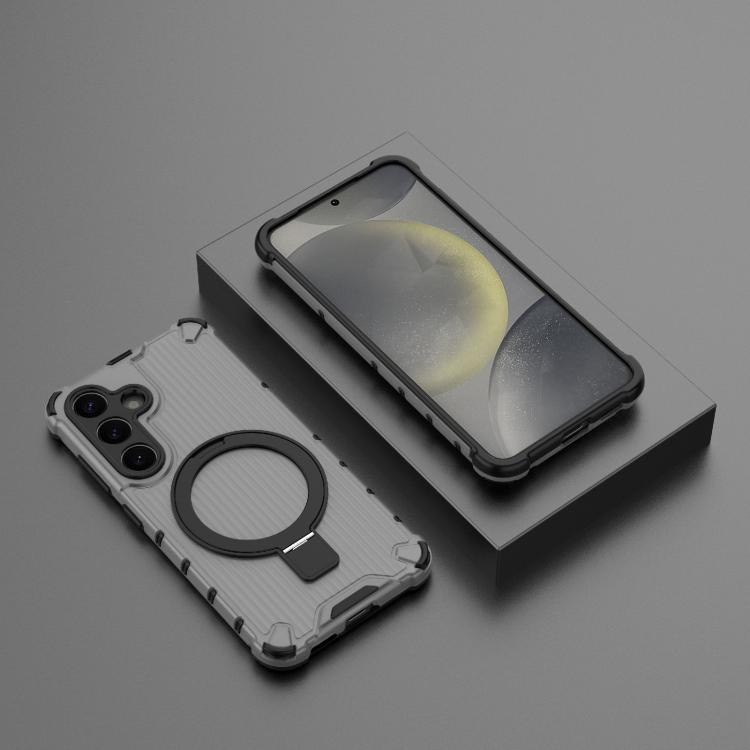 For Samsung Galaxy S25+ 5G Grating 360 Degree Rotating Holder Shockproof Phone Case