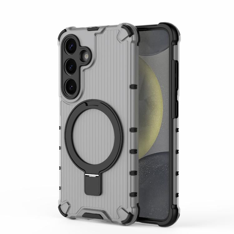 For Samsung Galaxy S25+ 5G Grating 360 Degree Rotating Holder Shockproof Phone Case