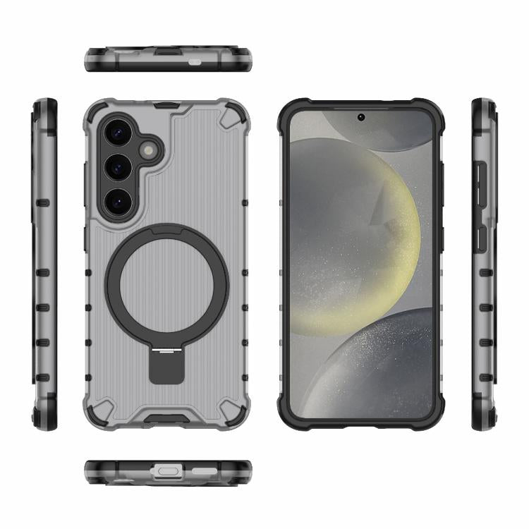 For Samsung Galaxy S25+ 5G Grating 360 Degree Rotating Holder Shockproof Phone Case