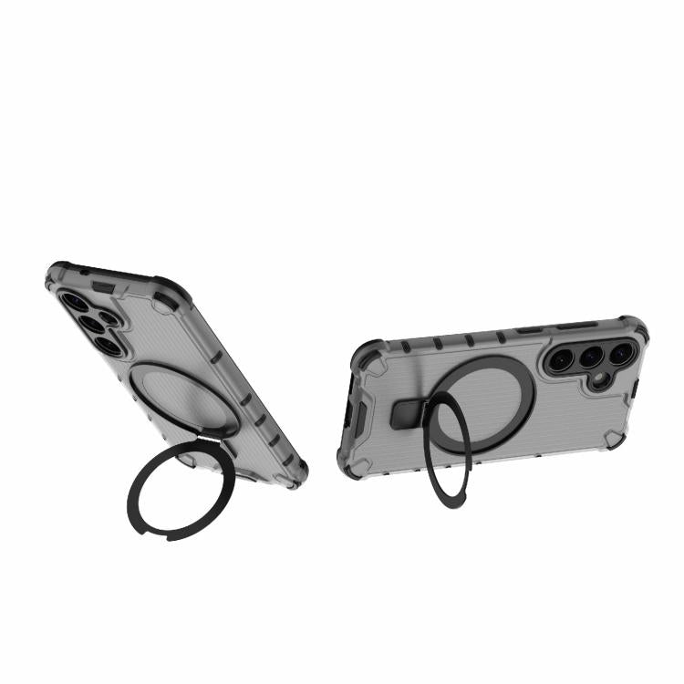 For Samsung Galaxy S25+ 5G Grating 360 Degree Rotating Holder Shockproof Phone Case