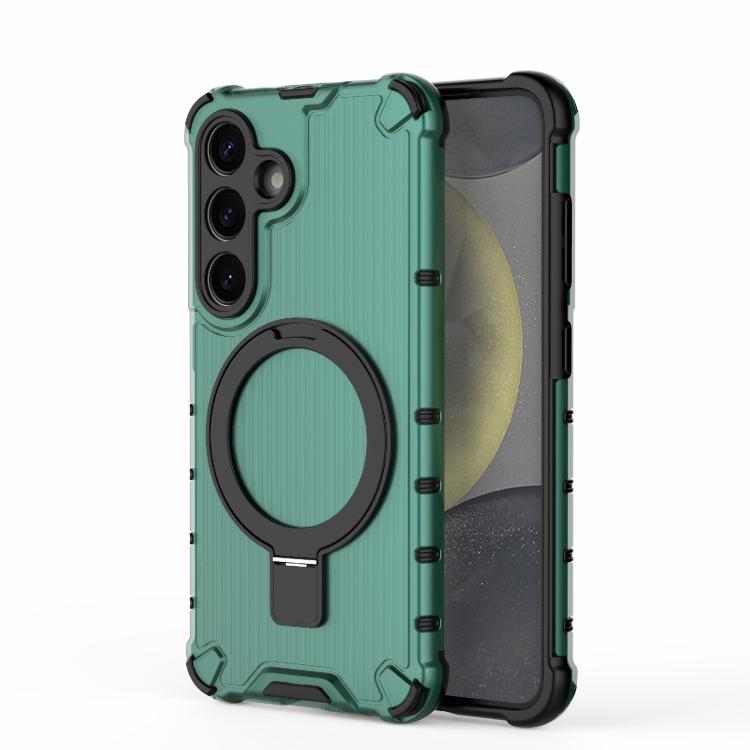 For Samsung Galaxy S25+ 5G Grating 360 Degree Rotating Holder Shockproof Phone Case