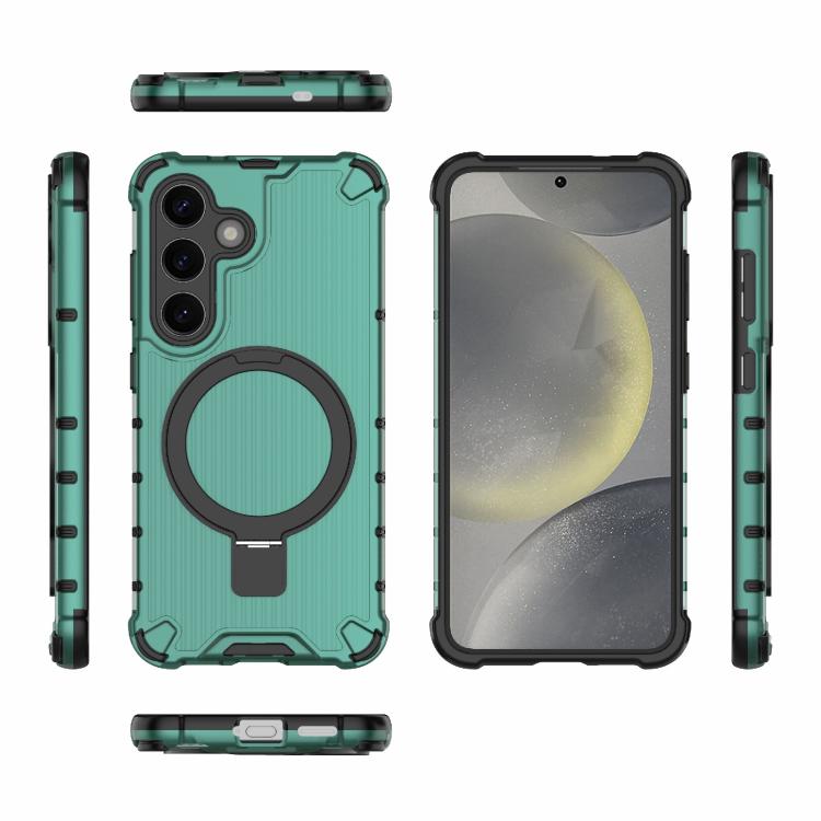 For Samsung Galaxy S25+ 5G Grating 360 Degree Rotating Holder Shockproof Phone Case
