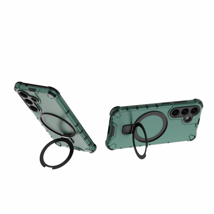 For Samsung Galaxy S25+ 5G Grating 360 Degree Rotating Holder Shockproof Phone Case