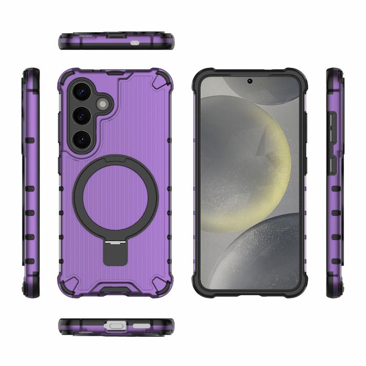 For Samsung Galaxy S25+ 5G Grating 360 Degree Rotating Holder Shockproof Phone Case