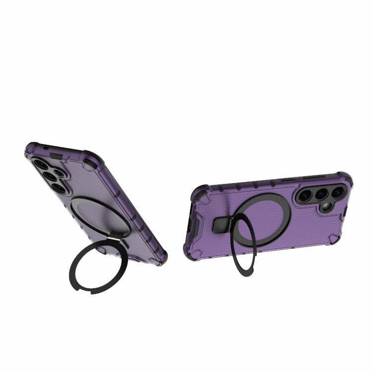For Samsung Galaxy S25+ 5G Grating 360 Degree Rotating Holder Shockproof Phone Case
