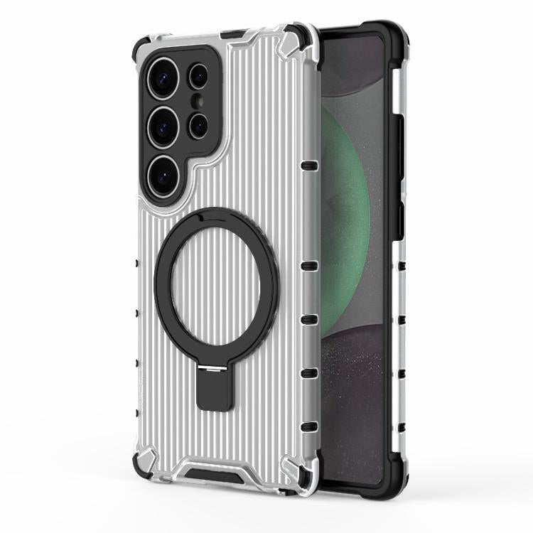 For Samsung Galaxy S25 Ultra 5G Grating 360 Degree Rotating Holder Shockproof Phone Case