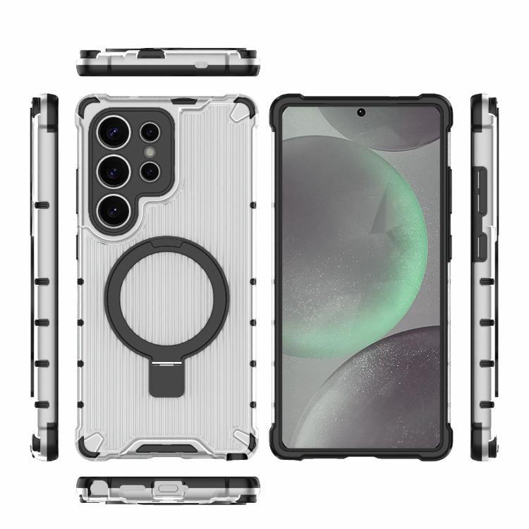 For Samsung Galaxy S25 Ultra 5G Grating 360 Degree Rotating Holder Shockproof Phone Case