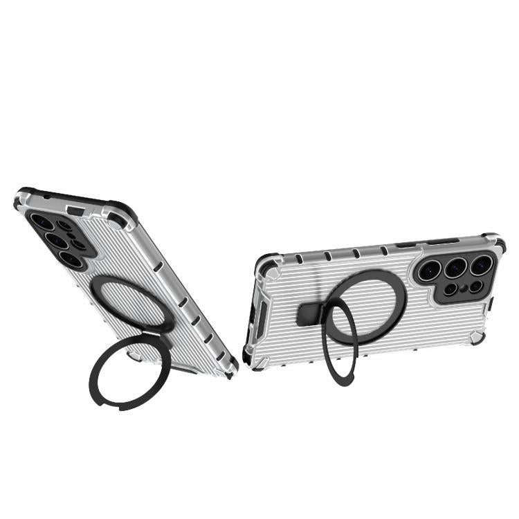 For Samsung Galaxy S25 Ultra 5G Grating 360 Degree Rotating Holder Shockproof Phone Case