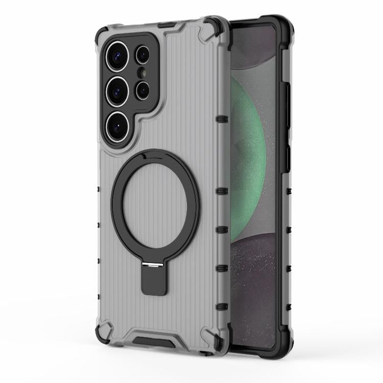 For Samsung Galaxy S25 Ultra 5G Grating 360 Degree Rotating Holder Shockproof Phone Case