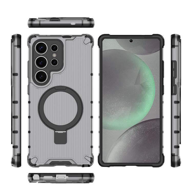 For Samsung Galaxy S25 Ultra 5G Grating 360 Degree Rotating Holder Shockproof Phone Case