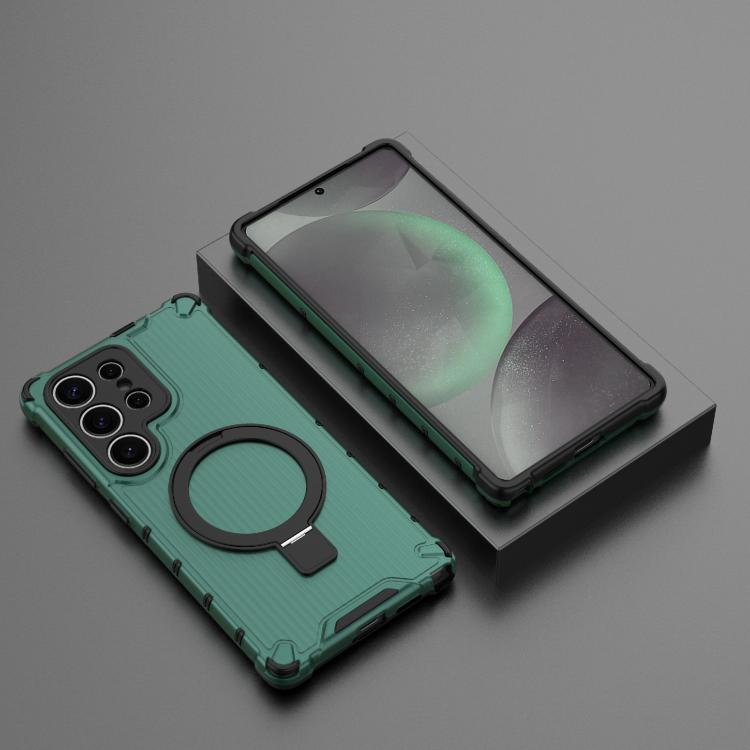 For Samsung Galaxy S25 Ultra 5G Grating 360 Degree Rotating Holder Shockproof Phone Case