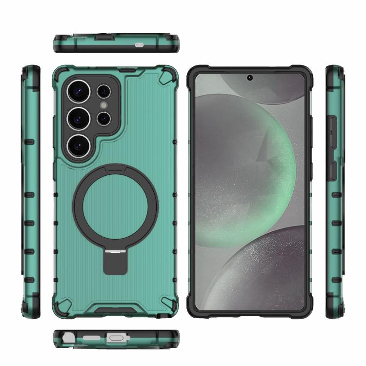 For Samsung Galaxy S25 Ultra 5G Grating 360 Degree Rotating Holder Shockproof Phone Case