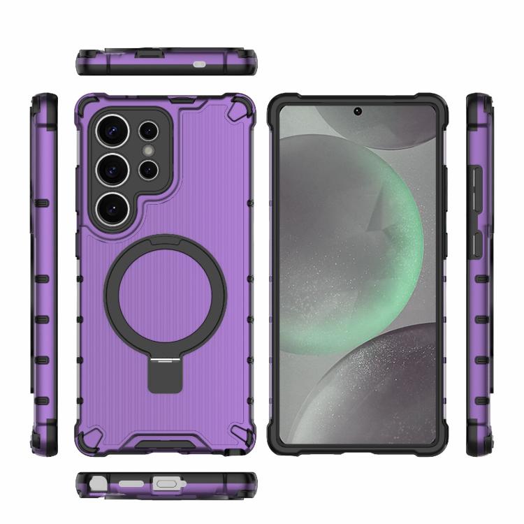 For Samsung Galaxy S25 Ultra 5G Grating 360 Degree Rotating Holder Shockproof Phone Case