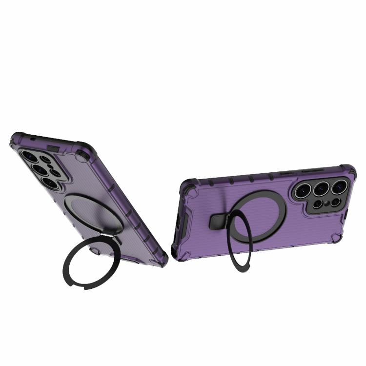 For Samsung Galaxy S25 Ultra 5G Grating 360 Degree Rotating Holder Shockproof Phone Case