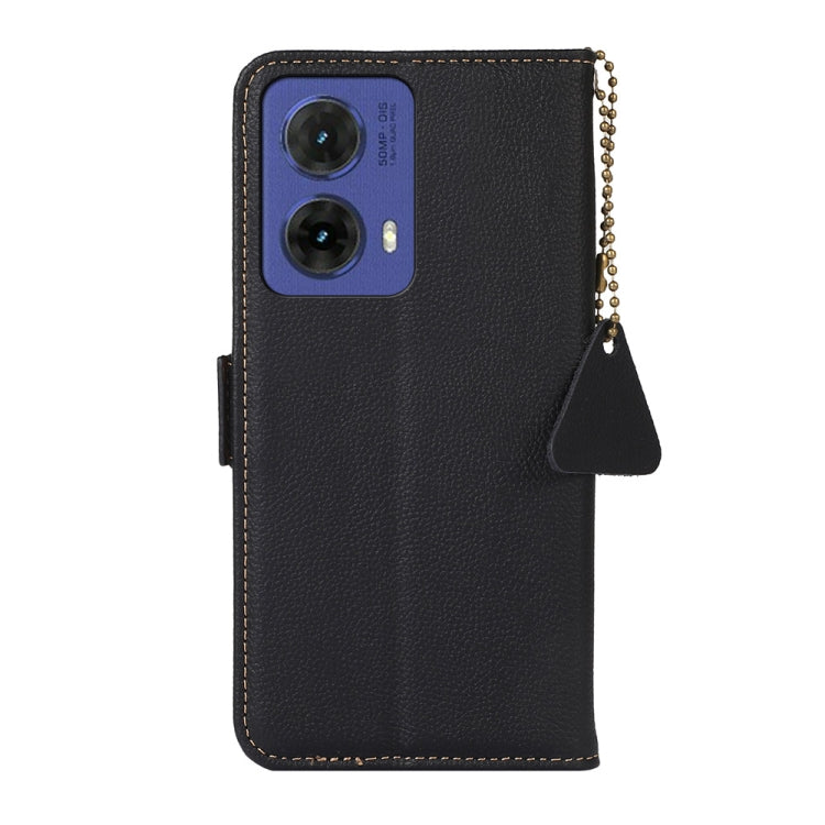 For Motorola Moto G85 Side-Magnetic TJ Genuine Leather RFID Phone Case