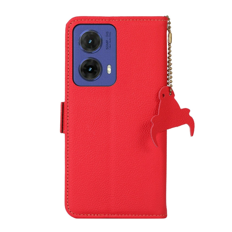 For Motorola Moto G85 Side-Magnetic TJ Genuine Leather RFID Phone Case