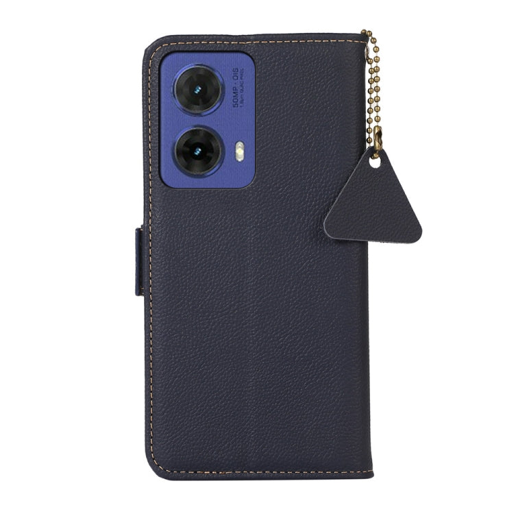 For Motorola Moto G85 Side-Magnetic TJ Genuine Leather RFID Phone Case