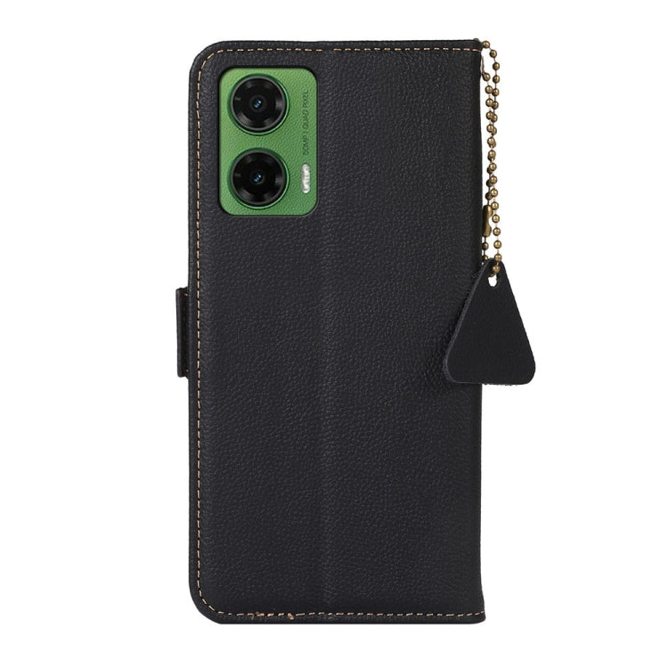 For Motorola Moto G35 Side-Magnetic TJ Genuine Leather RFID Phone Case