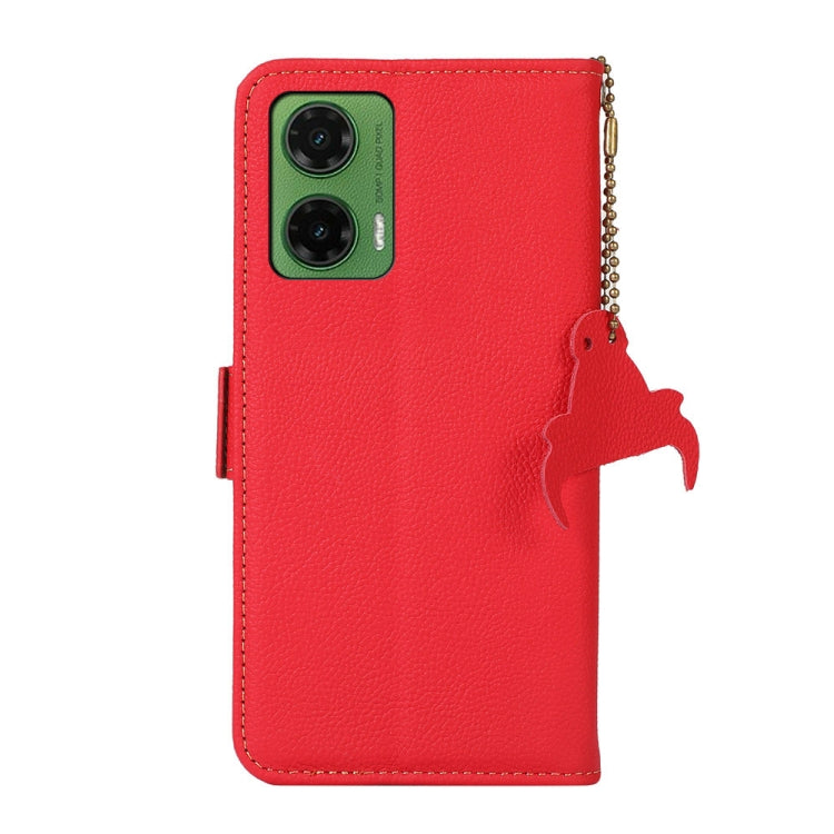 For Motorola Moto G35 Side-Magnetic TJ Genuine Leather RFID Phone Case