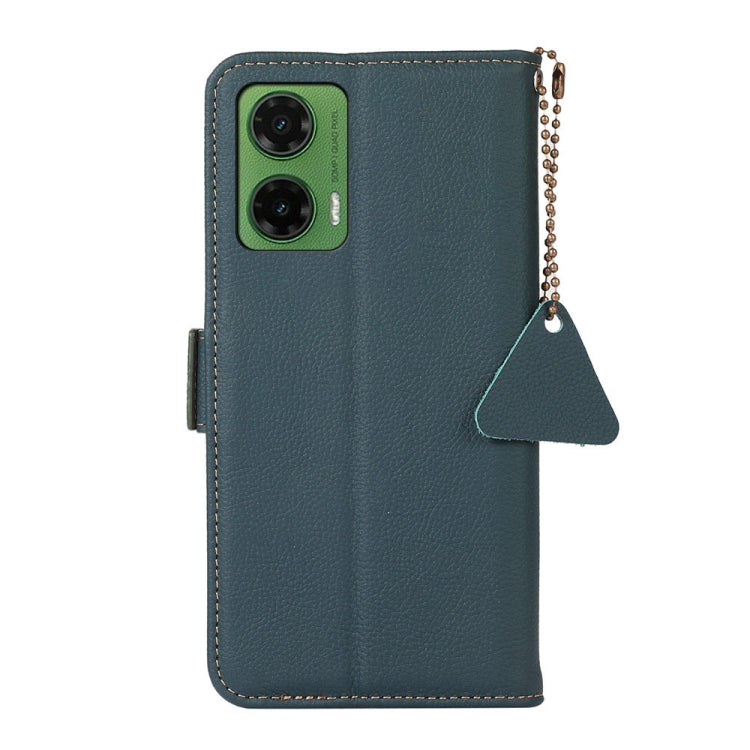 For Motorola Moto G35 Side-Magnetic TJ Genuine Leather RFID Phone Case