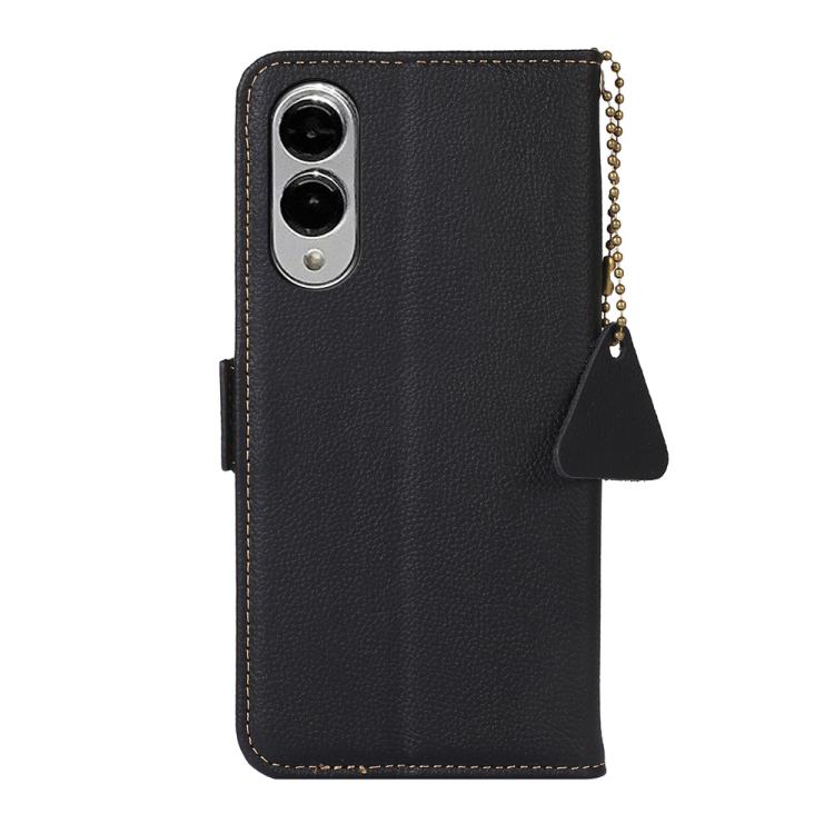 For Samsung Galaxy S25 Edge 5G Side-Magnetic TJ Genuine Leather RFID Phone Case