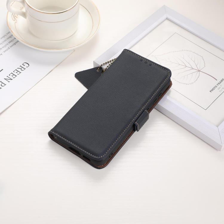 For Samsung Galaxy S25 FE 5G Side-Magnetic TJ Genuine Leather RFID Phone Case