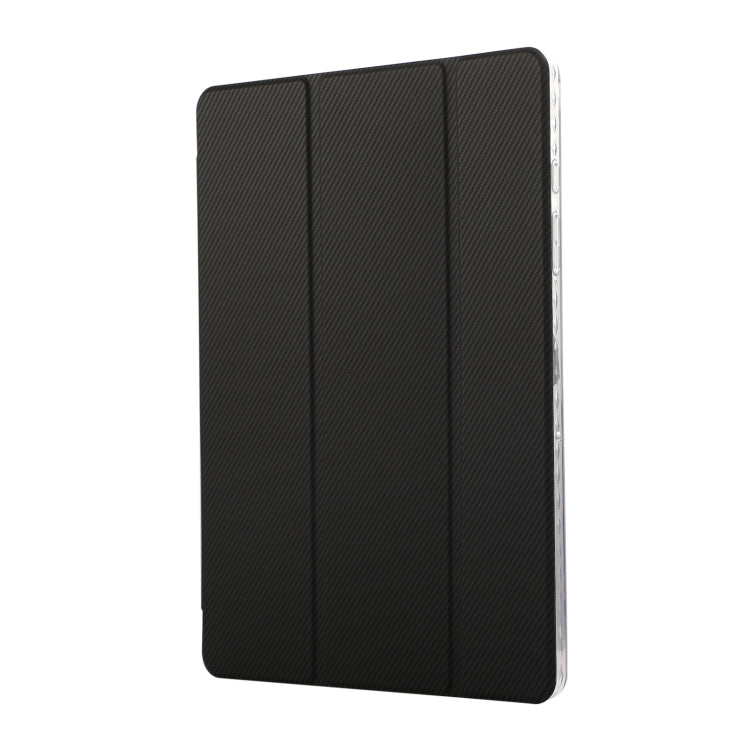 For Samsung Galaxy Tab A9+ Carbon Fiber Clear Acrylic 3-Fold Leather Tablet Case