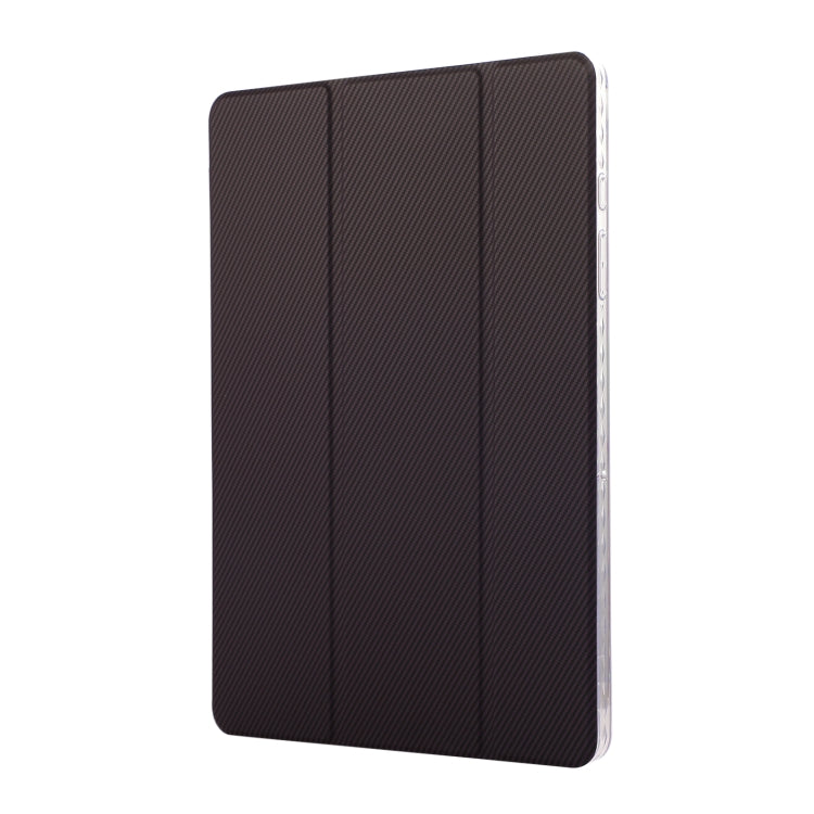 For Samsung Galaxy Tab A9+ Carbon Fiber Clear Acrylic 3-Fold Leather Tablet Case