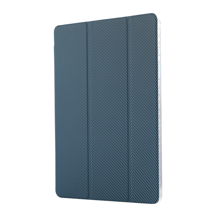 For Samsung Galaxy Tab A9+ Carbon Fiber Clear Acrylic 3-Fold Leather Tablet Case