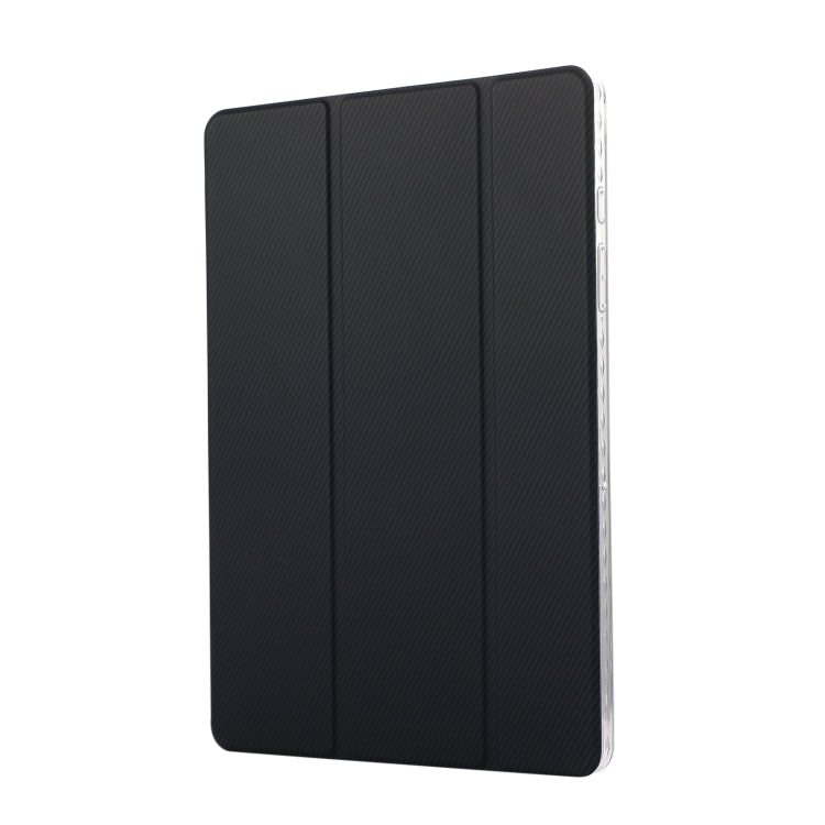 For Samsung Galaxy Tab A9+ Carbon Fiber Clear Acrylic 3-Fold Leather Tablet Case