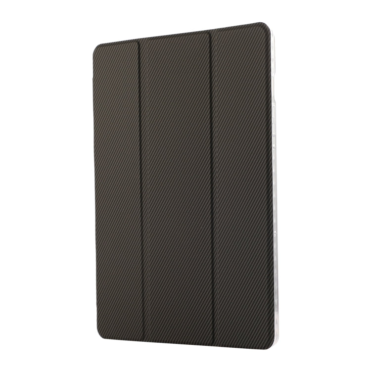 For Samsung Galaxy Tab S9 / S9 FE Carbon Fiber Clear Acrylic 3-Fold Leather Tablet Case