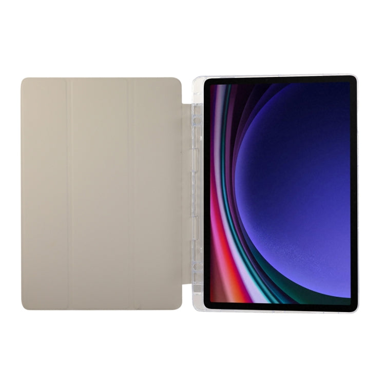 For Samsung Galaxy Tab S9 / S9 FE Carbon Fiber Clear Acrylic 3-Fold Leather Tablet Case