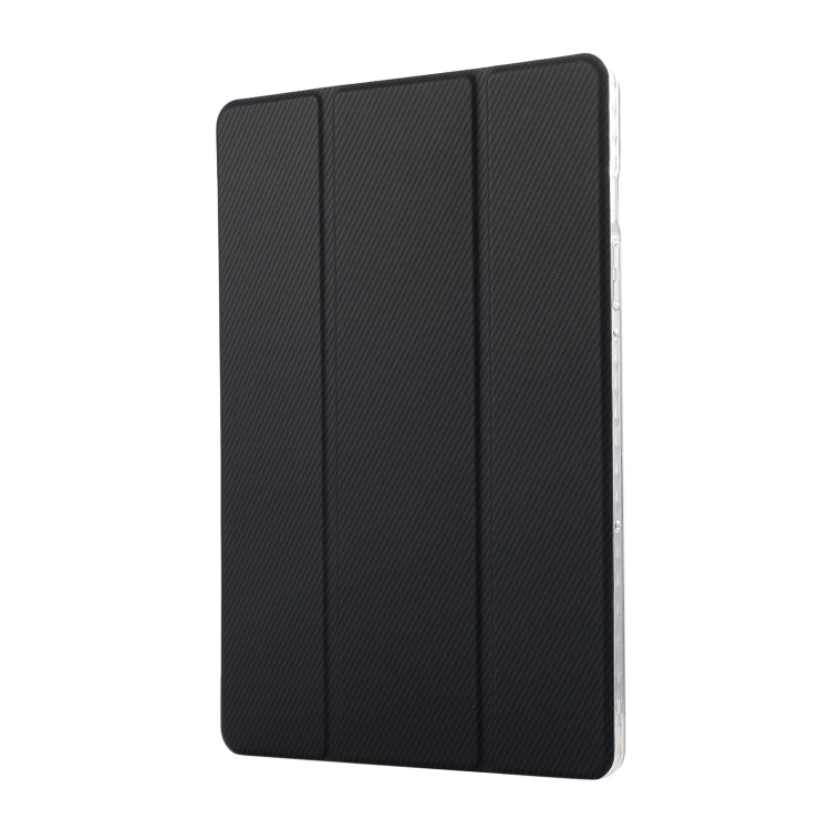 For Samsung Galaxy Tab S9 / S9 FE Carbon Fiber Clear Acrylic 3-Fold Leather Tablet Case