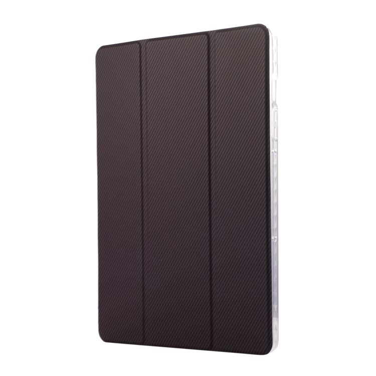 For Samsung Galaxy Tab S9 / S9 FE Carbon Fiber Clear Acrylic 3-Fold Leather Tablet Case