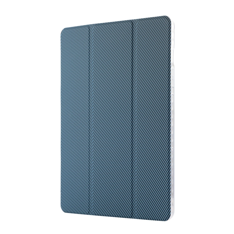 For Samsung Galaxy Tab S9 / S9 FE Carbon Fiber Clear Acrylic 3-Fold Leather Tablet Case