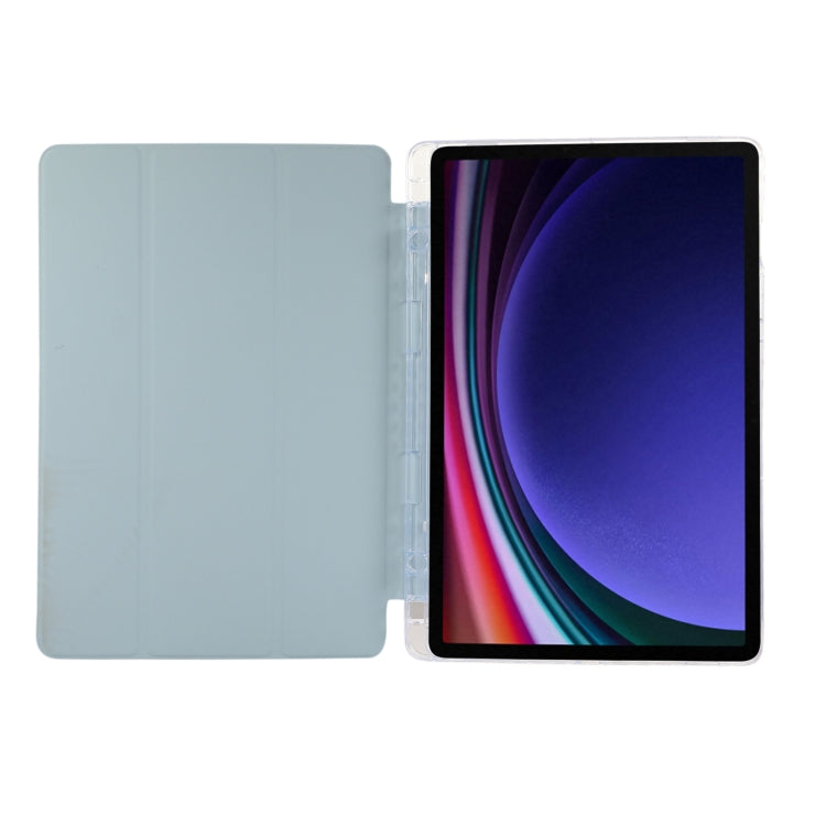 For Samsung Galaxy Tab S9 / S9 FE Carbon Fiber Clear Acrylic 3-Fold Leather Tablet Case