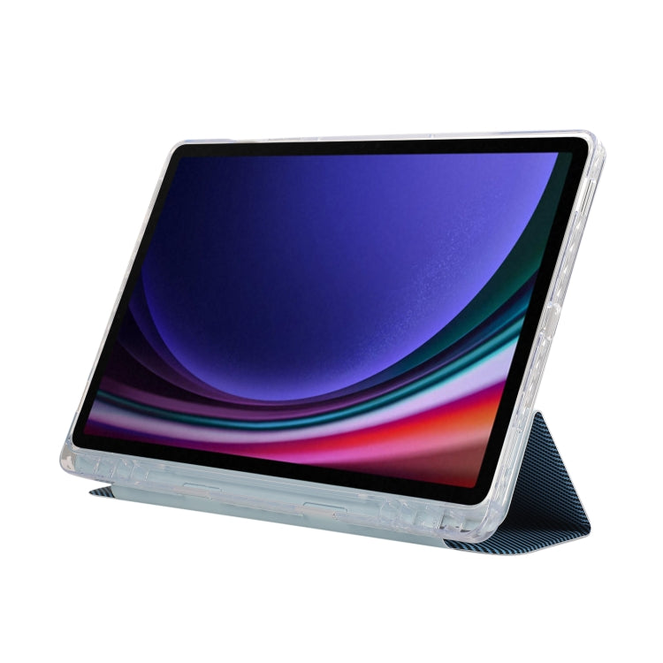 For Samsung Galaxy Tab S9 / S9 FE Carbon Fiber Clear Acrylic 3-Fold Leather Tablet Case