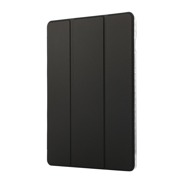 For Samsung Galaxy Tab S9 / S9 FE Carbon Fiber Clear Acrylic 3-Fold Leather Tablet Case